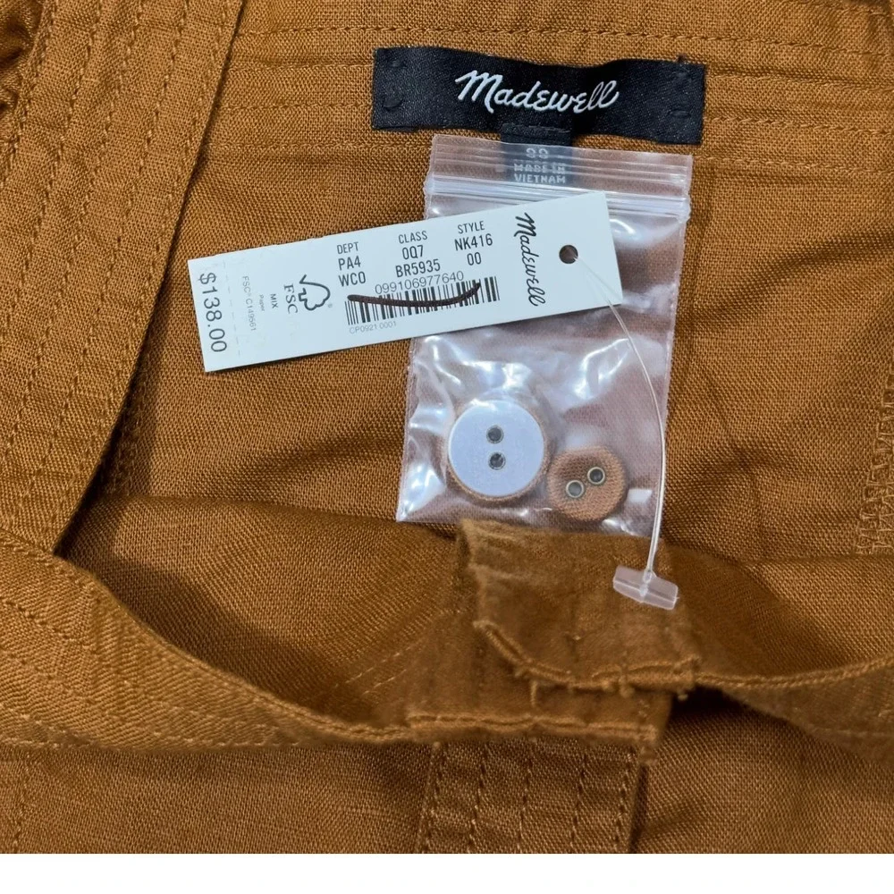 Madewell NWT Seamed Puff-Sleeve Midi Dress Size 00 - Picture 5 of 8